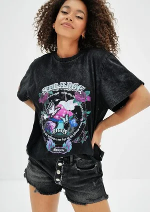 Rave - Black oversize T-shirt "Strange Night"