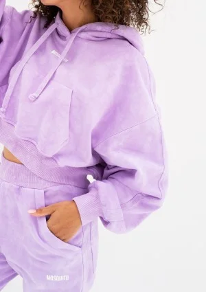 Raffy - Krótka bluza z kapturem tie dye Lila