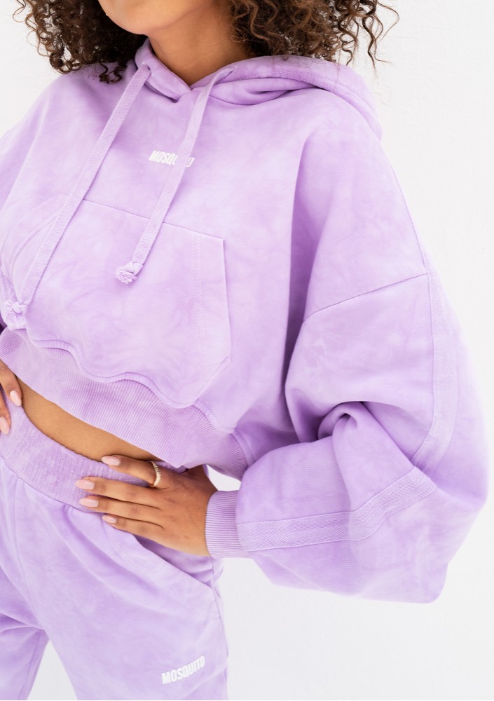 Raffy - Short lila tie dyed hoodie