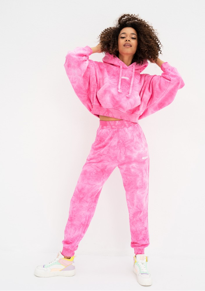 Raffy - Short pink tie dyed hoodie