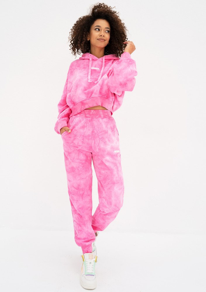 Raffy - Short pink tie dyed hoodie