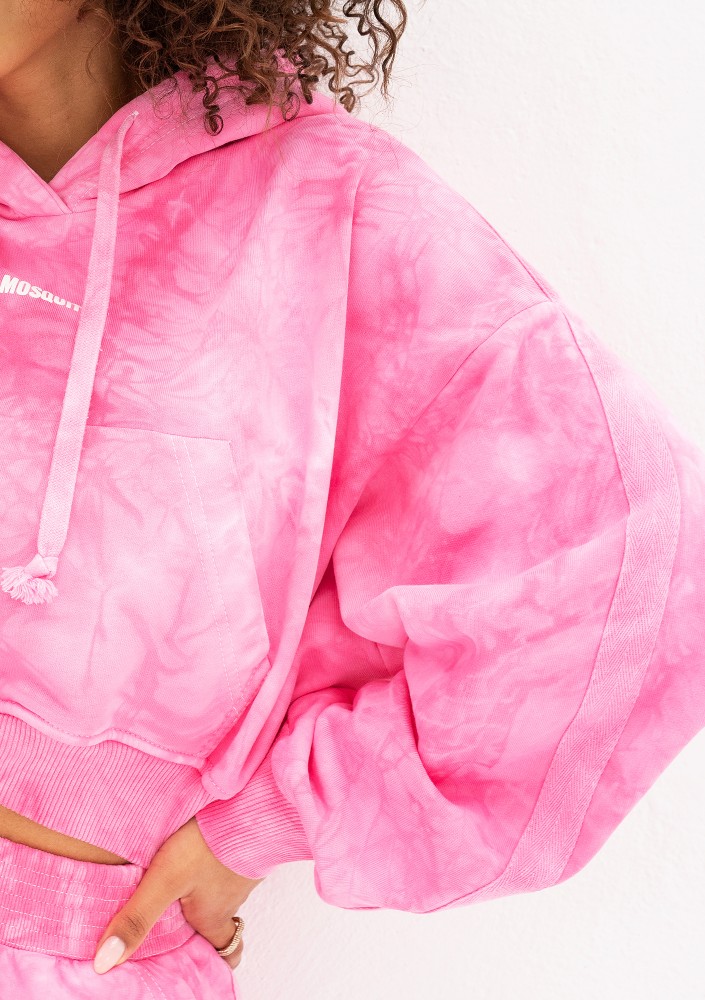 Raffy - Short pink tie dyed hoodie
