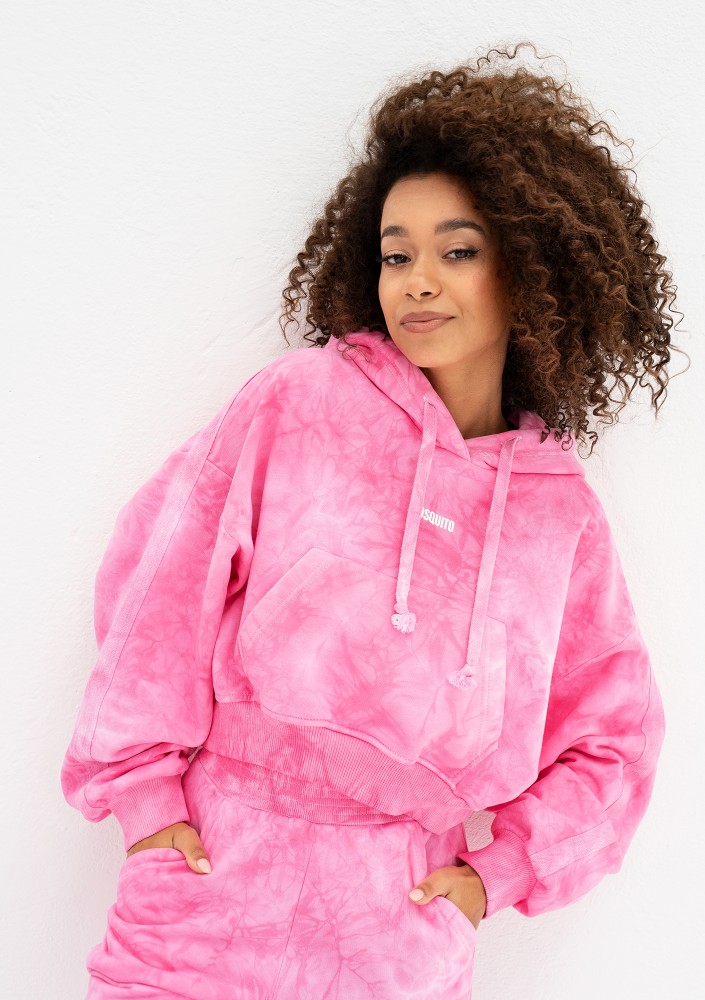 Raffy - Short pink tie dyed hoodie