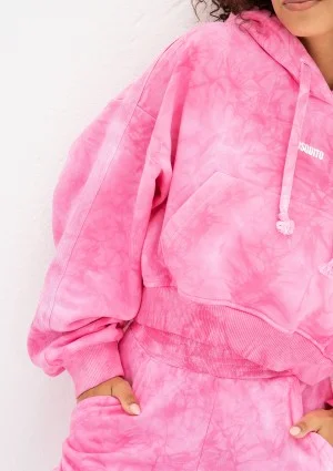 Raffy - Short pink tie dyed hoodie