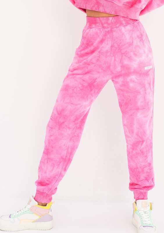 Raffy - Spodnie dresowe tie dye Różowe
