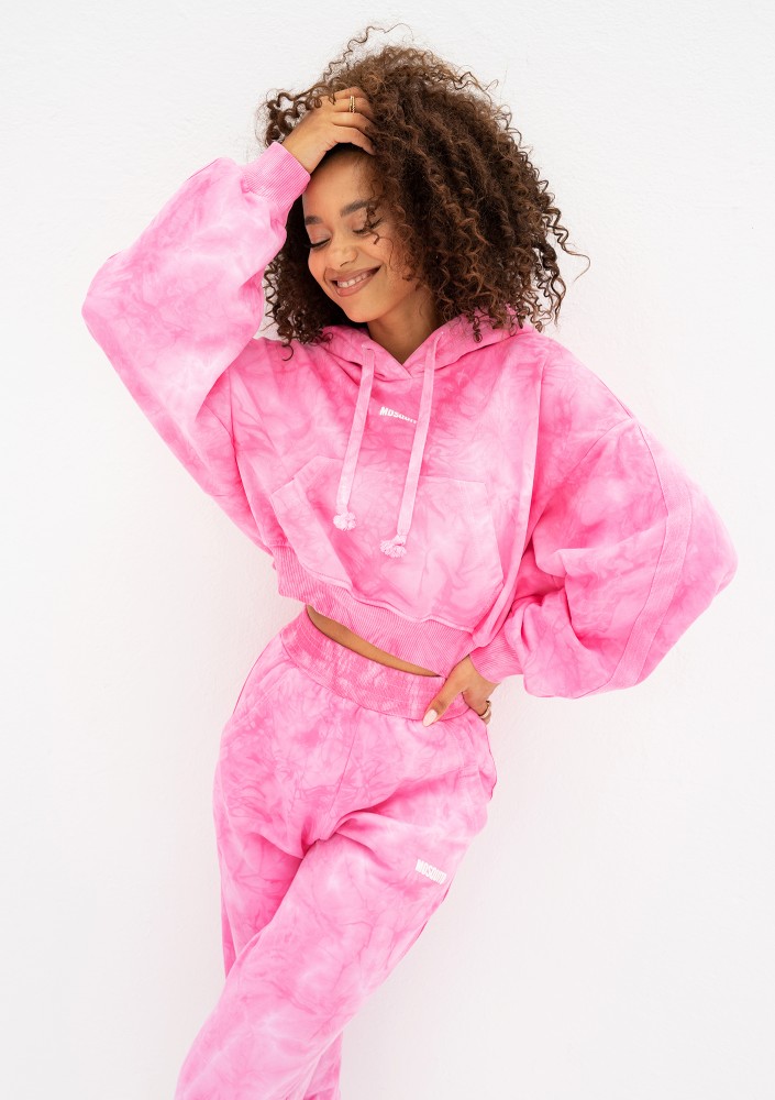 Raffy - Spodnie dresowe tie dye Różowe