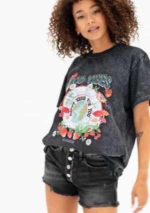 Rave - T-shirt damski vintage ,,Only Good Vibes"