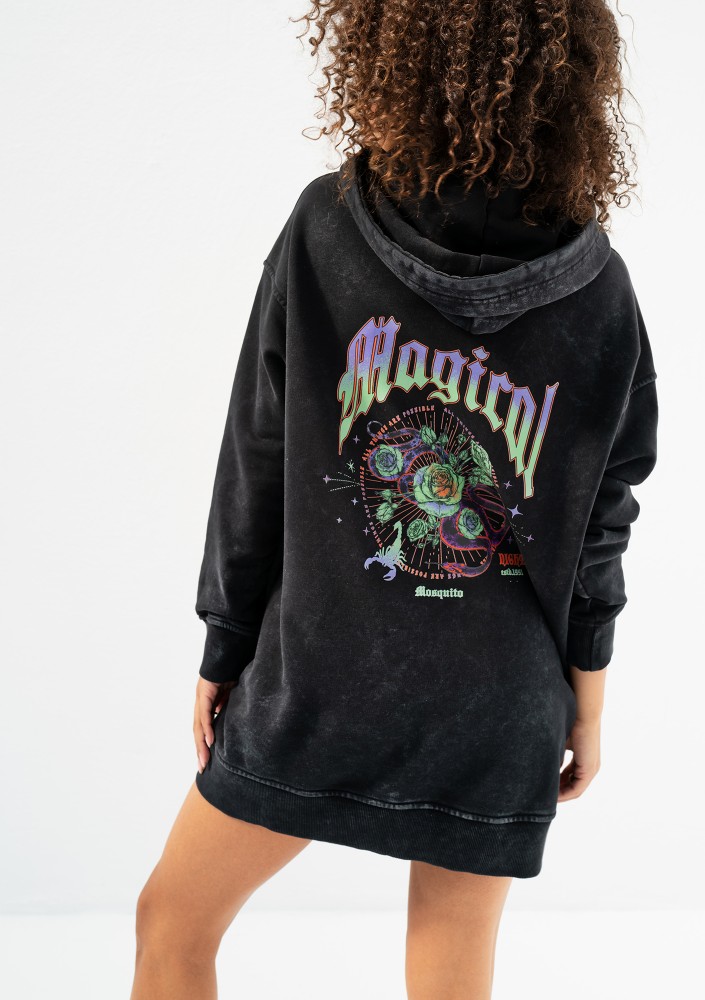 Viper - Black vintage wash hoodie "Magical"