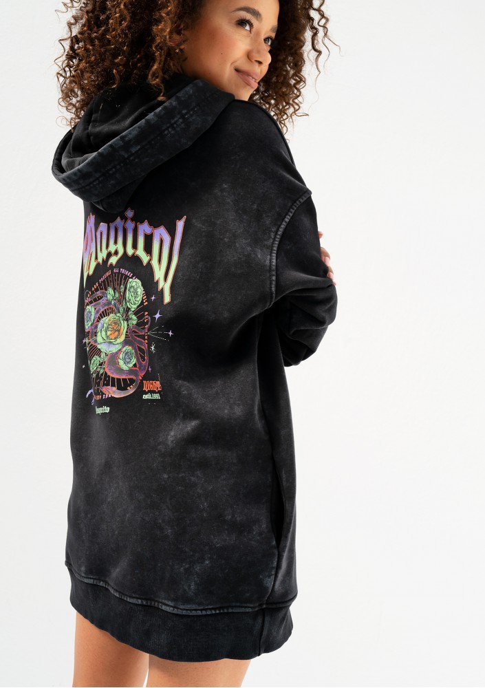 Viper - Black vintage wash hoodie "Magical"