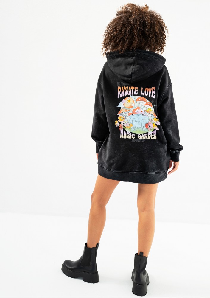 Viper - Black vintage wash hoodie "Radiate Love"