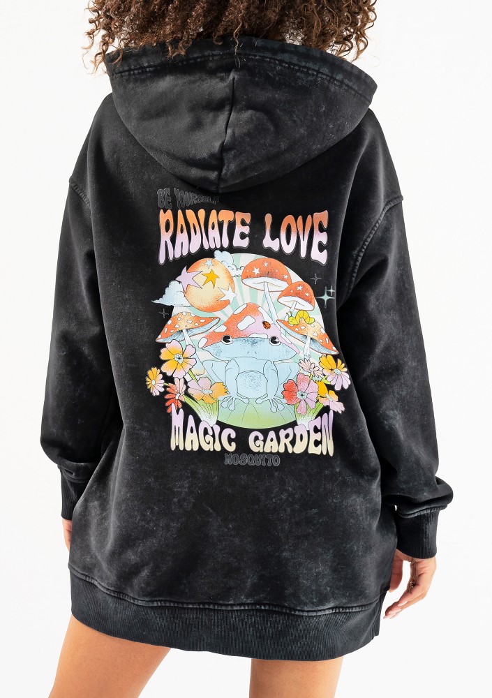 Viper - Black vintage wash hoodie "Radiate Love"