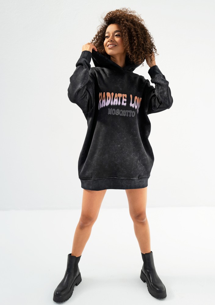 Viper - Black vintage wash hoodie "Radiate Love"