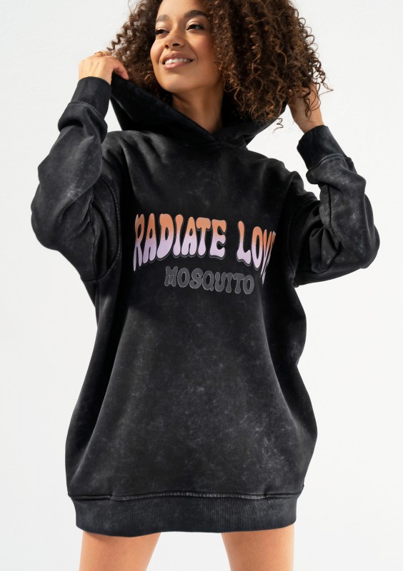 Viper - Black vintage wash hoodie "Radiate Love"