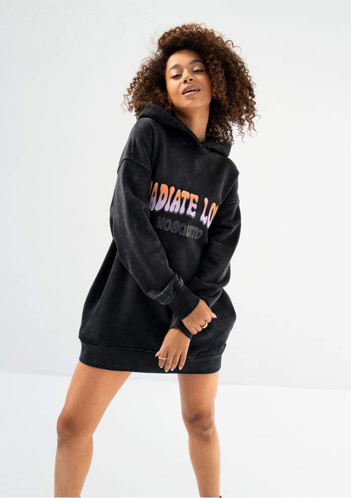 Viper - Black vintage wash hoodie "Radiate Love"