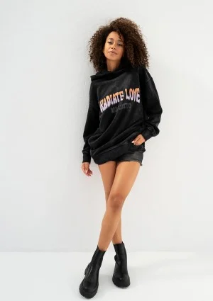 Viper - Black vintage wash hoodie "Radiate Love"