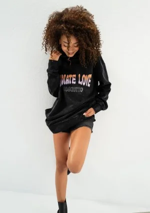 Viper - Black vintage wash hoodie "Radiate Love"
