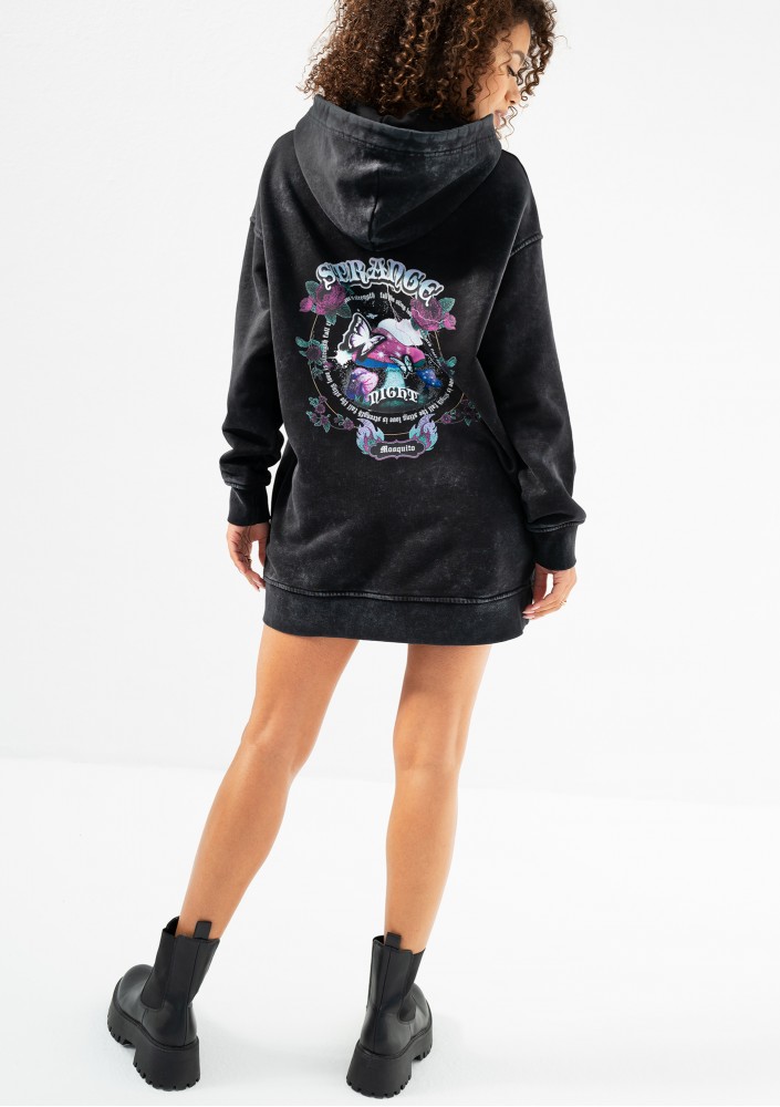 Viper - Black vintage wash hoodie "Strange Night"