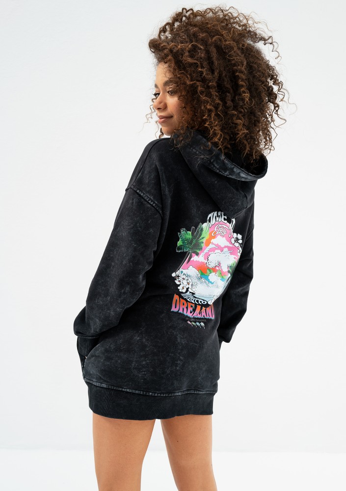 Viper - Black vintage wash hoodie "Dreamland"