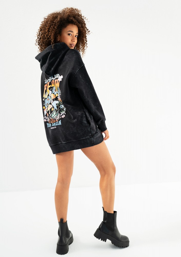 Viper - Black vintage wash hoodie "Follow Your Dream"