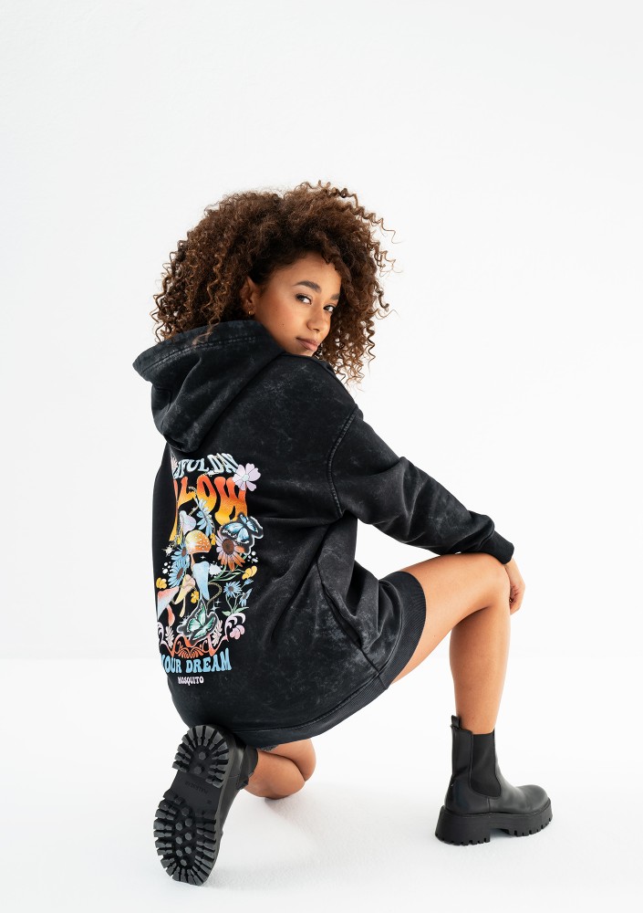 Viper - Black vintage wash hoodie "Follow Your Dream"