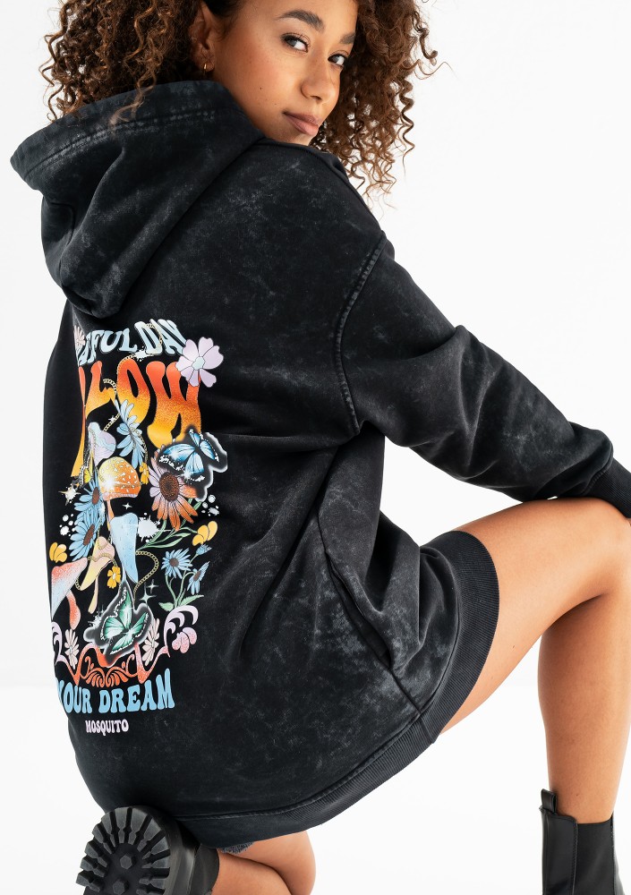 Viper - Black vintage wash hoodie "Follow Your Dream"