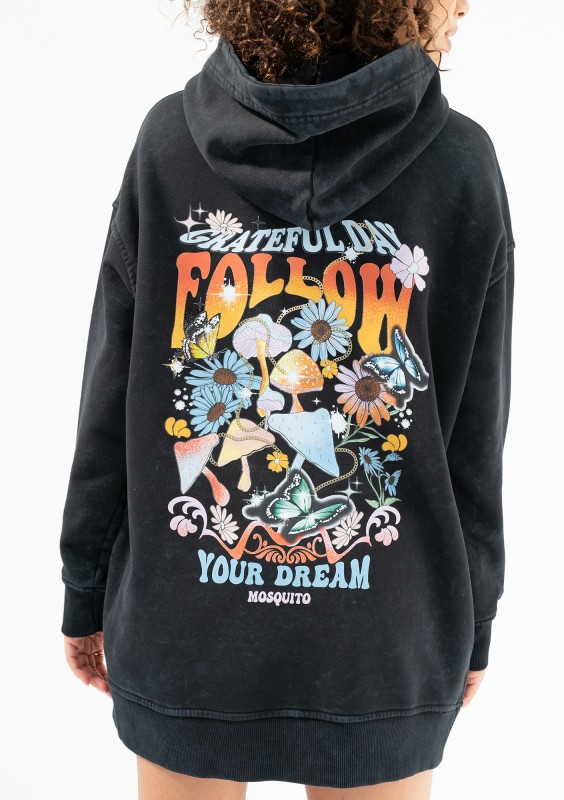 Viper - Black vintage wash hoodie "Follow Your Dream"