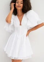 Neyla - White mini dress with frilled sleeves