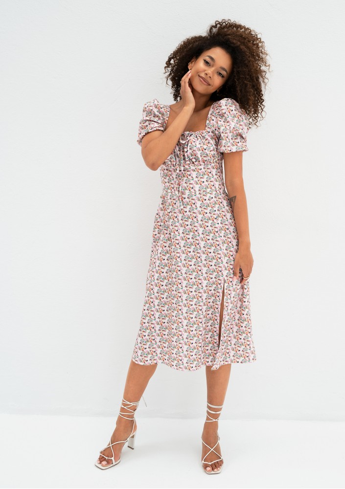 Marsela - Powder pink floral midi dress