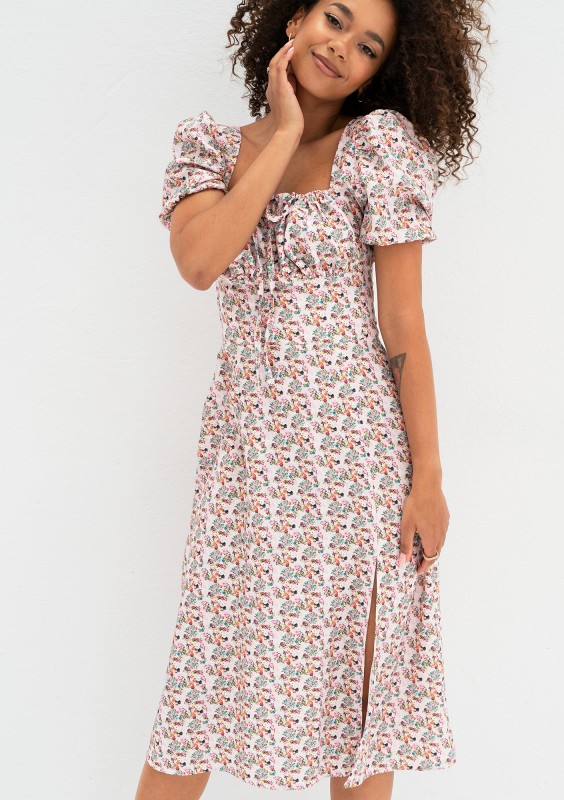 Marsela - Powder pink floral midi dress