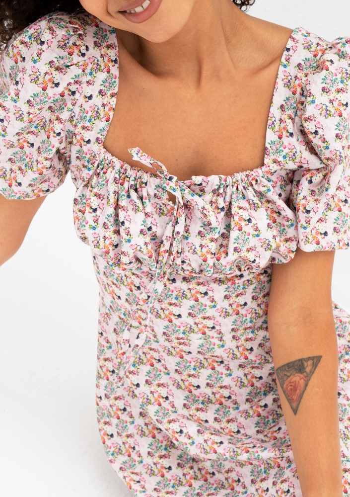 Marsela - Powder pink floral midi dress