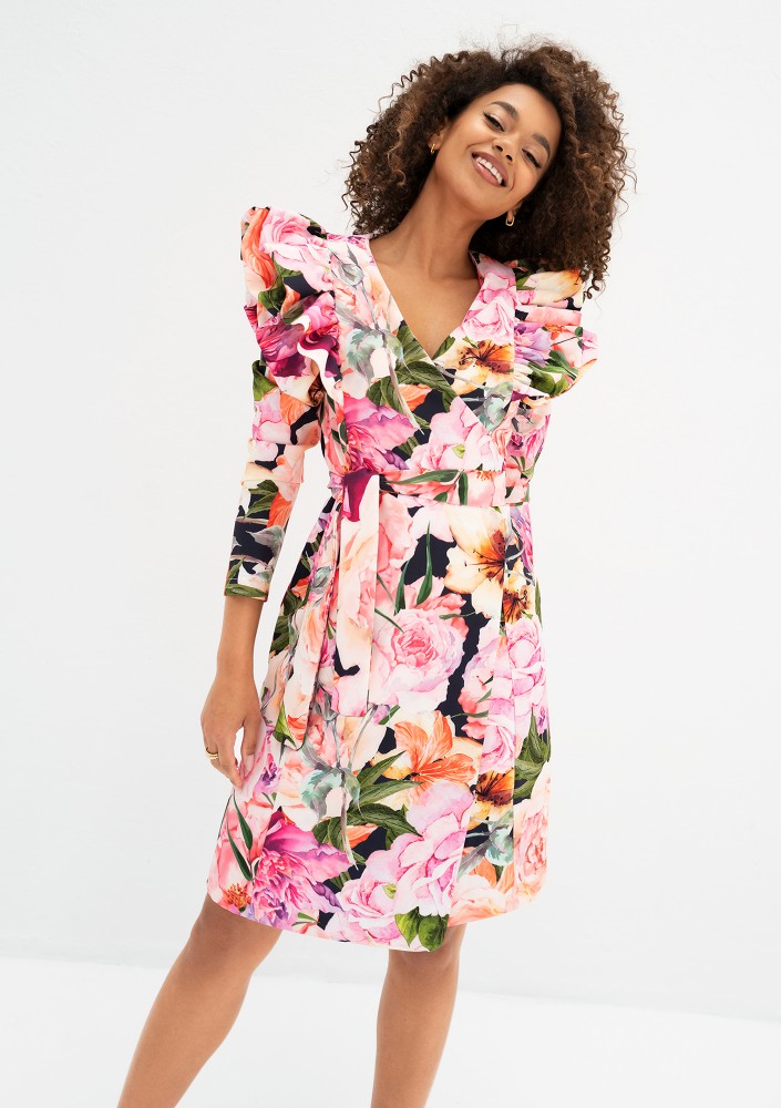 Donata - Floral mini wrap dress