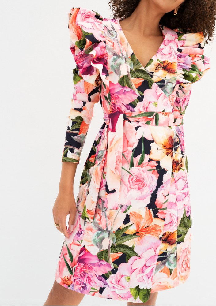 Donata - Floral mini wrap dress