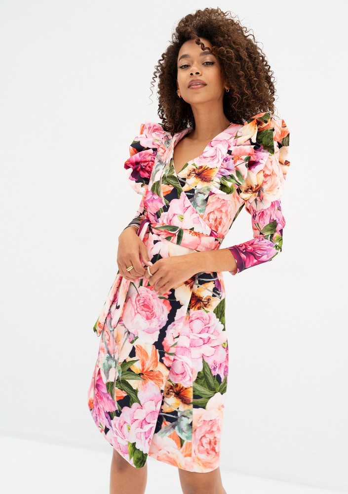 Donata - Floral mini wrap dress