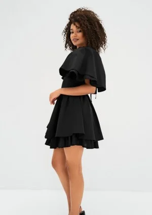 Neyla - Black mini dress with frilled sleeves
