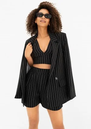 Ivy - Black striped linen top