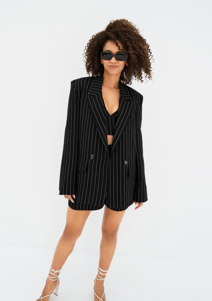 Ivy - Black striped blazer