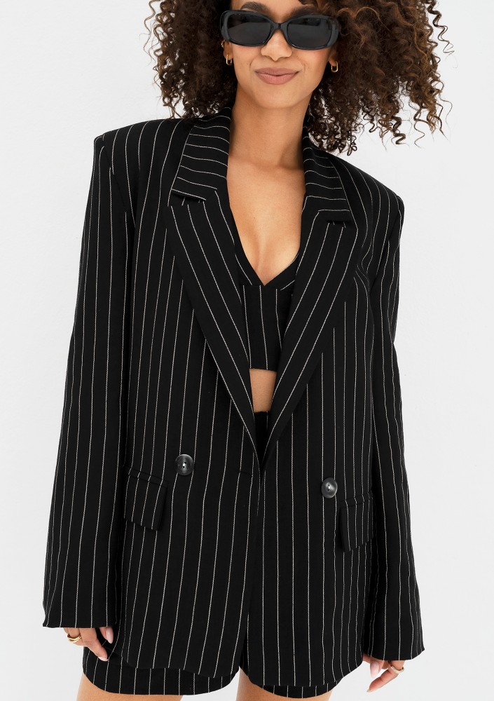Ivy - Black striped blazer