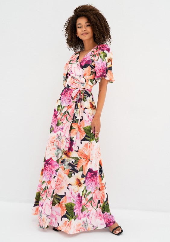 Serina - Pink floral maxi dress