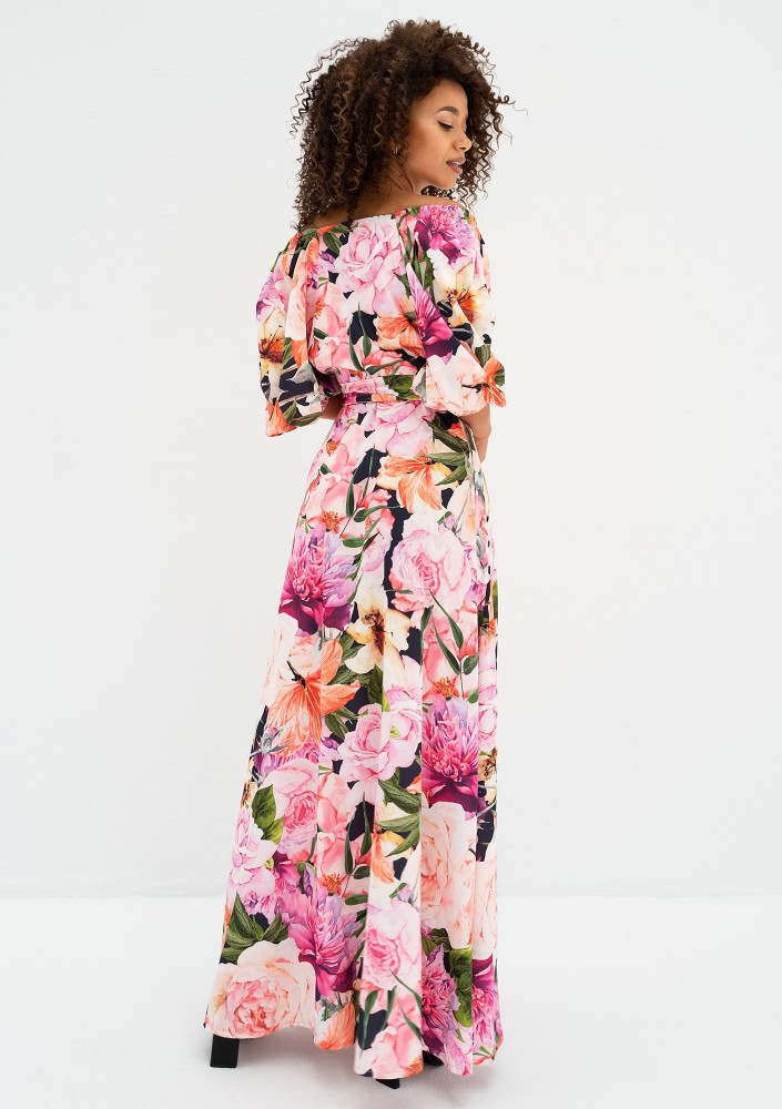 Serina - Pink floral maxi dress