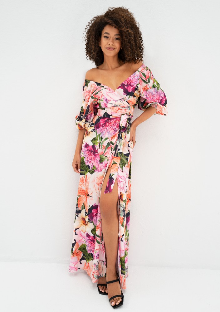Serina - Pink floral maxi dress