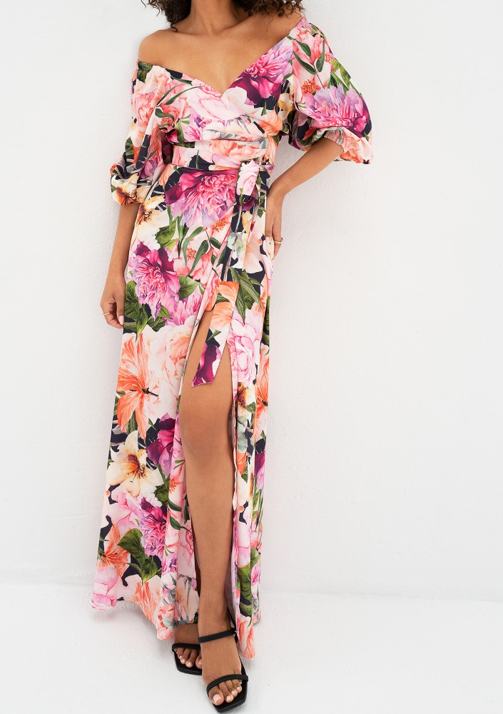 Serina - Pink floral maxi dress