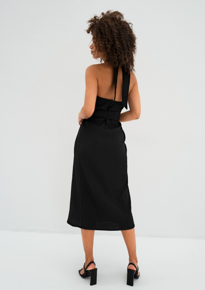 Evita - Black muslin midi dress