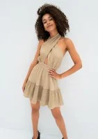 Marita - Beige rayon mini dress