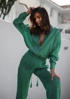 Cancun - Jacquard green boho rayon shirt