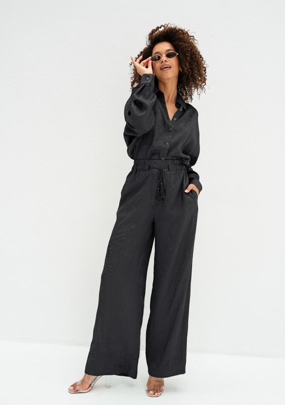 Cancun - Jacquard black boho pants