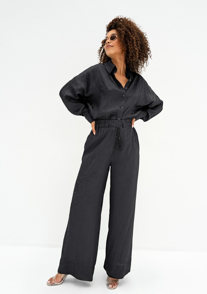 Cancun - Jacquard black boho shirt