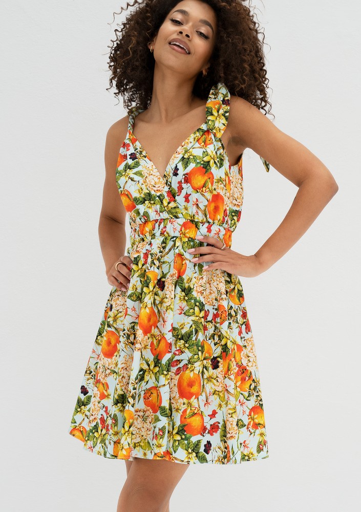 Alva - Light blue floral mini summer dress