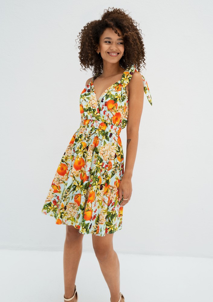 Alva - Light blue floral mini summer dress