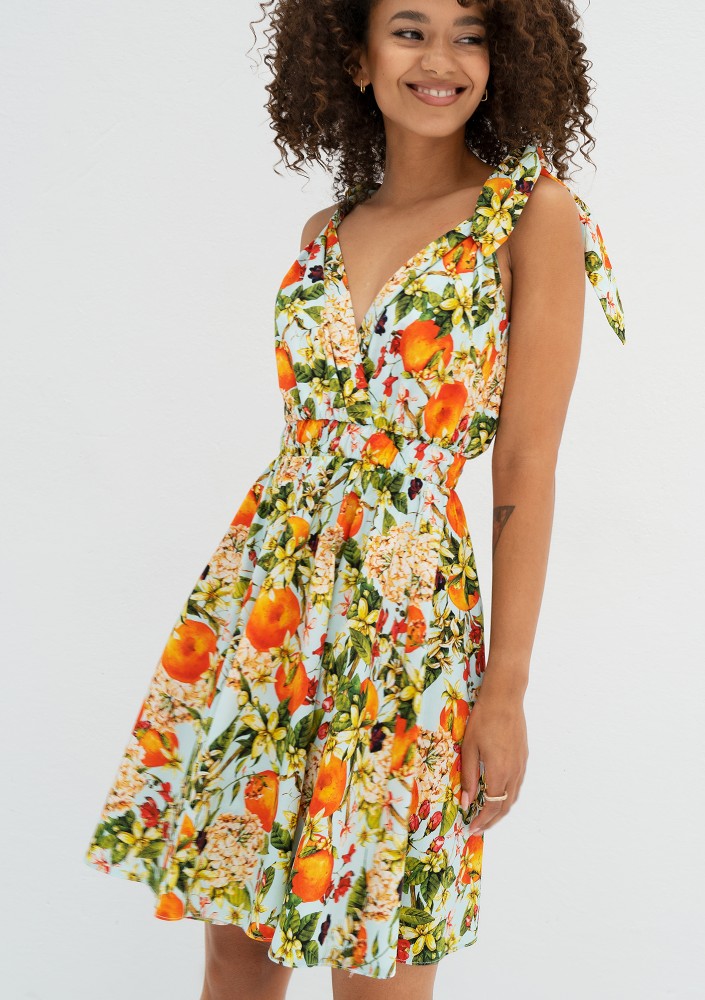 Alva - Light blue floral mini summer dress