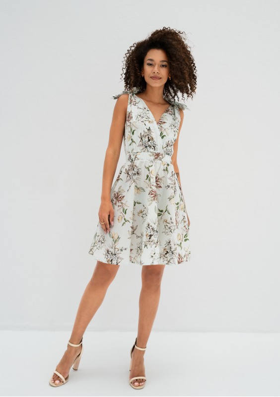 Alva - Mint blue floral mini summer dress